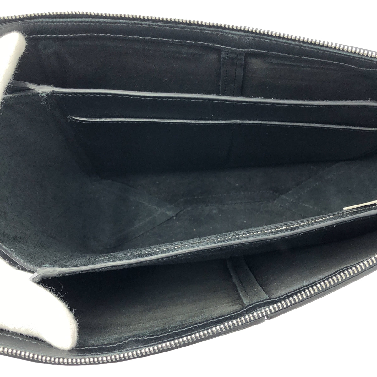 【美品】  CELINE / セリーヌ | CHAIN TRI-FOLD / トリフォルド 2way チェーンショルダー 付き レザー ロゴクラッチ バッグ | ブラック | レディース