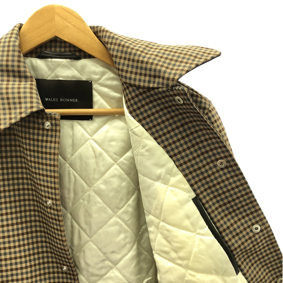 WALES BONNER / 웨일스 보너 | 2024AW | Homecoming Varsity Jacket 코튼 레이온 체크 안솜 스타잔 | S | 남성