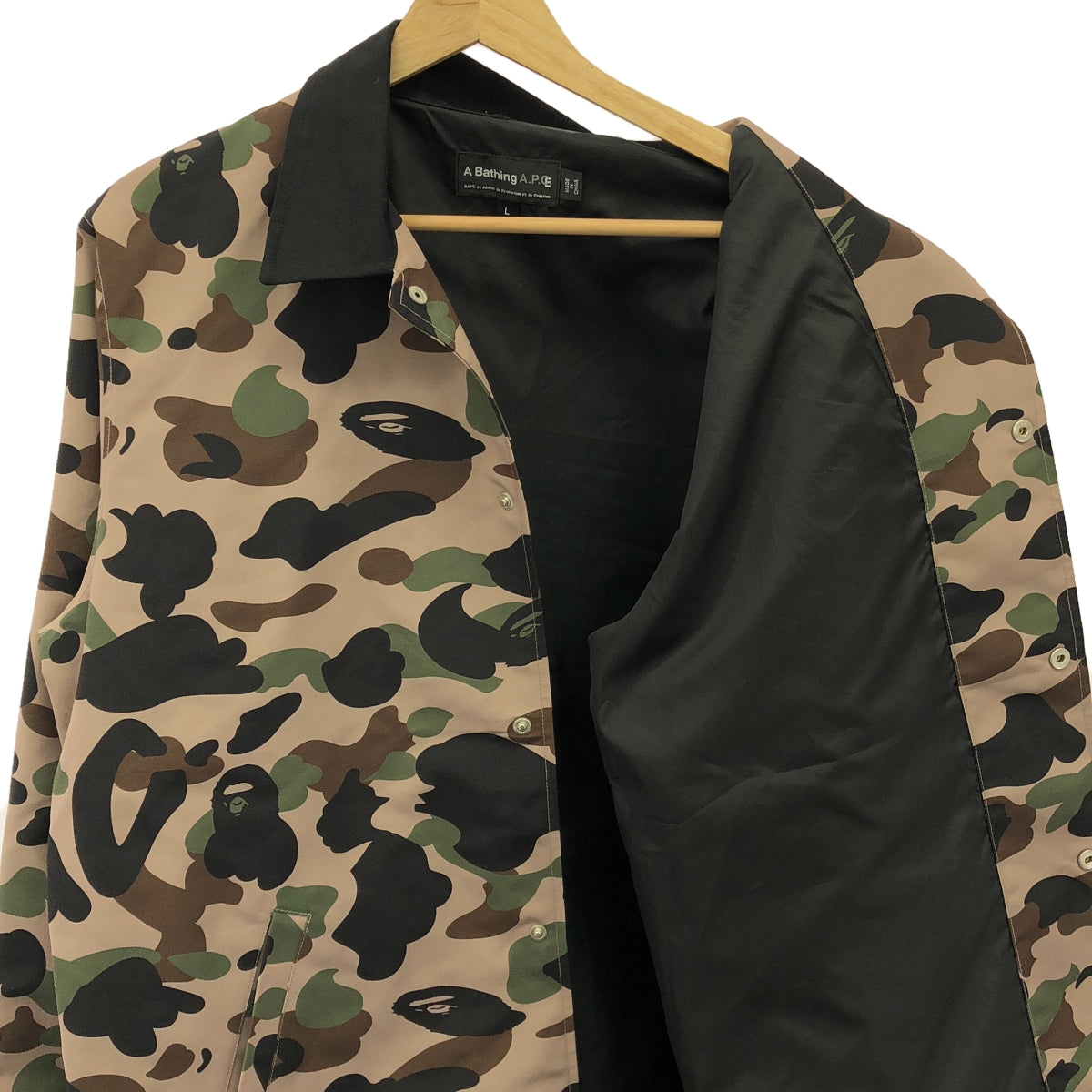 A.P.C. / アーペーセー | ×A BATHING APE CAMO COACH JACKET カモフラージュ コーチジャケット | L | ブラウン/カーキ | メンズ