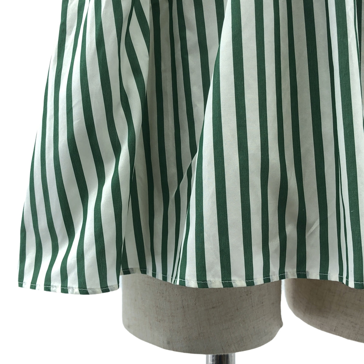 Drawer | Silk cotton green striped gathered blouse | 36 | Women's