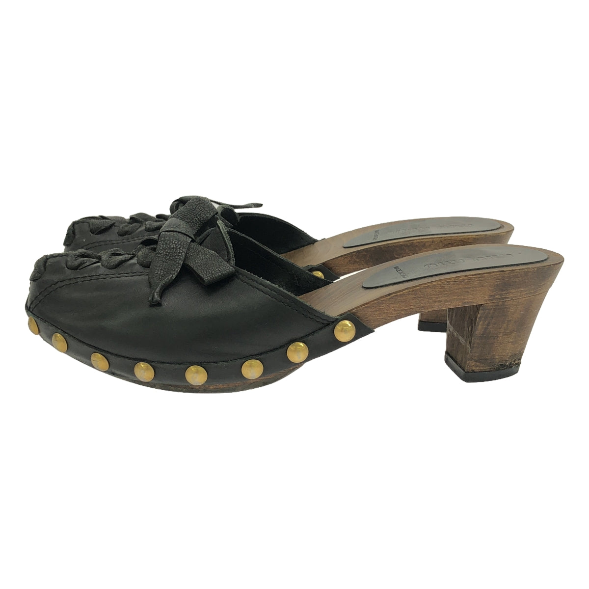 miu miu / Miu Miu | Leather lace-up wood sole mule sandals | 36 | Women's