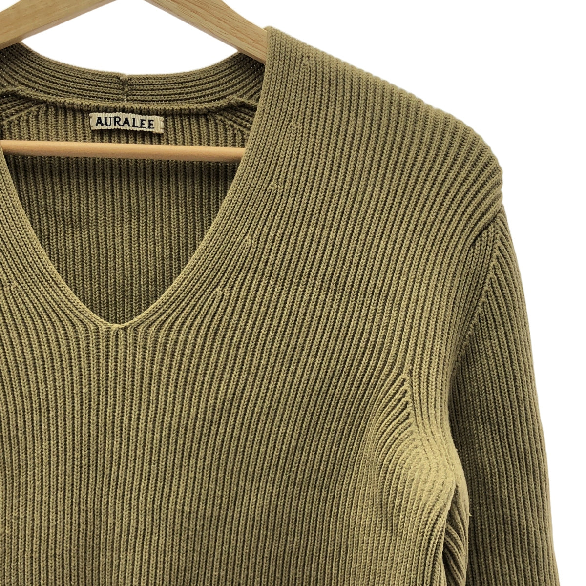AURALEE / オーラリー | SUPER FINE WOOL RIB KNIT V NECK P/O リブ ニット | 1 | レディース