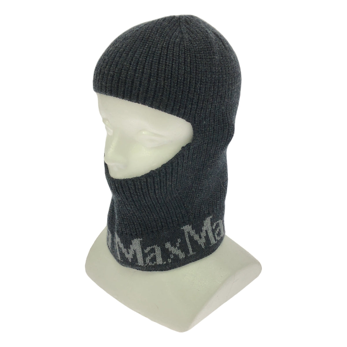 Max Mara / 맥스 마라 | 로고 울 바라클라바 니트 모자 | 차콜 그레이 | 여성