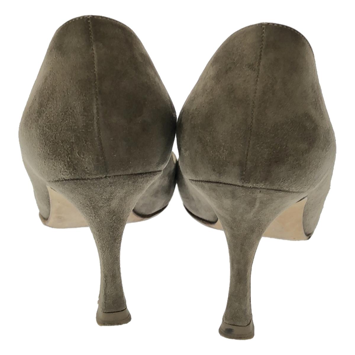 MANOLO BLAHNIK / マノロブラニク | レザー スエード ポインテッドトゥ ヒール パンプス | 37 1/2 | ブラウン系 | レディース