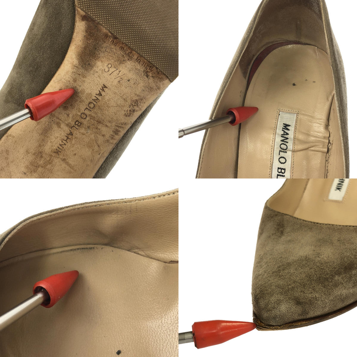 MANOLO BLAHNIK / マノロブラニク | レザー スエード ポインテッドトゥ ヒール パンプス | 37 1/2 | ブラウン系 | レディース