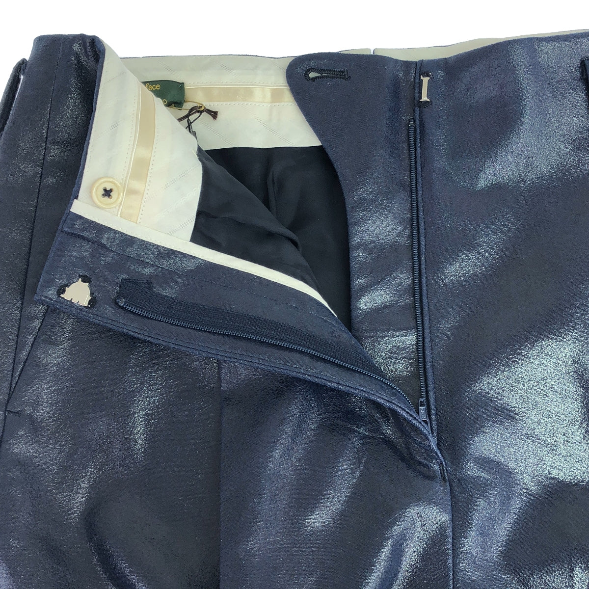 【美品】 SUPPORT SURFACE / サポートサーフェス | × STRASBURGO ストラスブルゴ別注 フェイクレザー タック ワイドパンツ | 1 | ネイビー | レディース