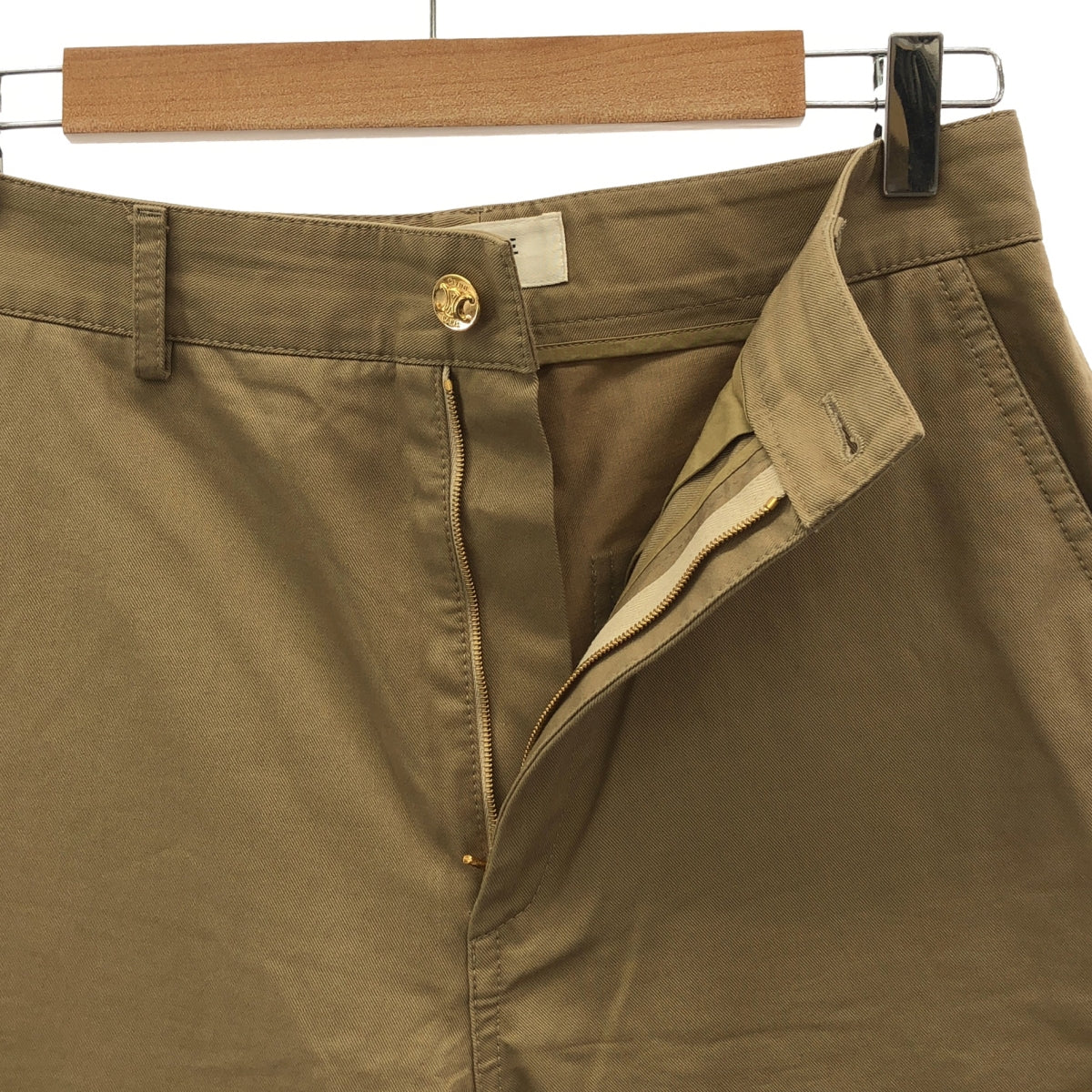 CELINE / セリーヌ | エディ期 TAILLAT PANTS マカダムボタン ハイウエスト ワークパンツ | 38 | ベージュ | レディース