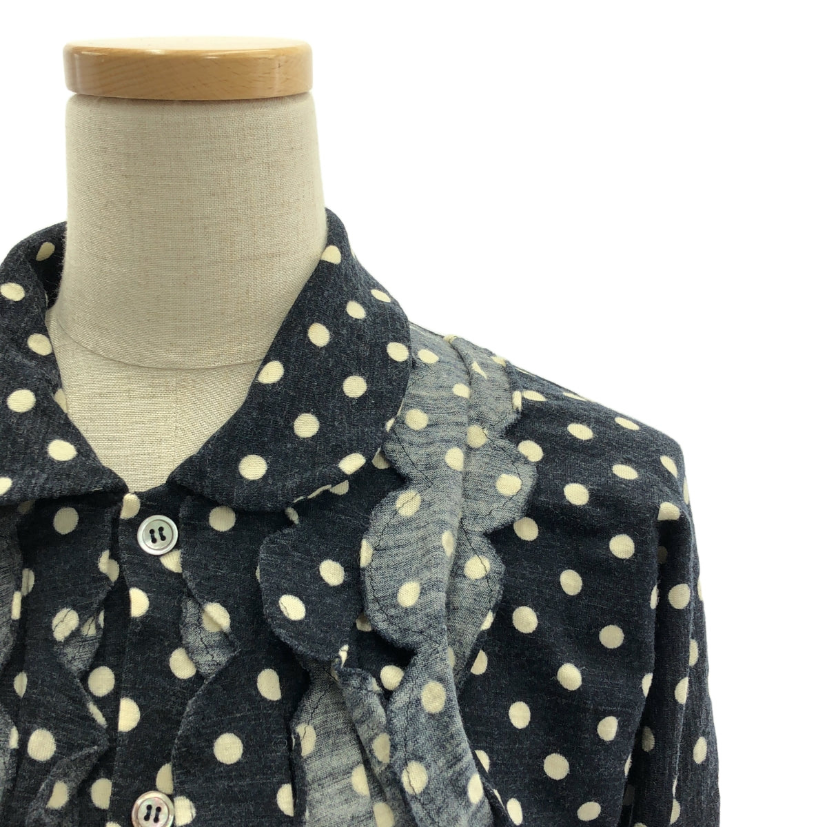 robe de chambre COMME des GARCONS | AD2004 | Polka dot round collar frilled knit shirt blouse | M | Women's
