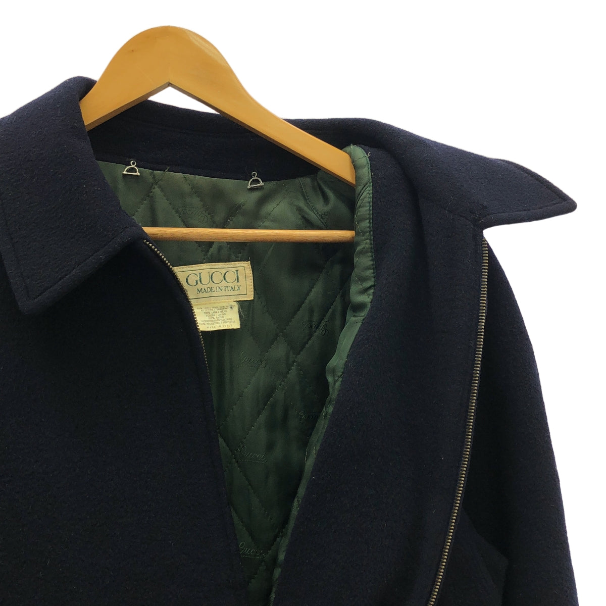 GUCCI / グッチ | 80s ヴィンテージ ウール エルボーパッチ ジップアップ ジャケット | 50 | メンズ