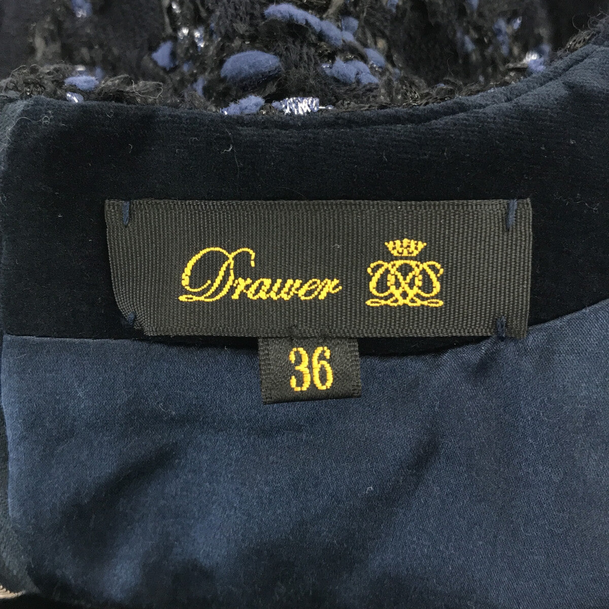 【미품】 Drawer / 드로워 | 트위드 프린지 풀오버 | 36 | 네이비 | 여성