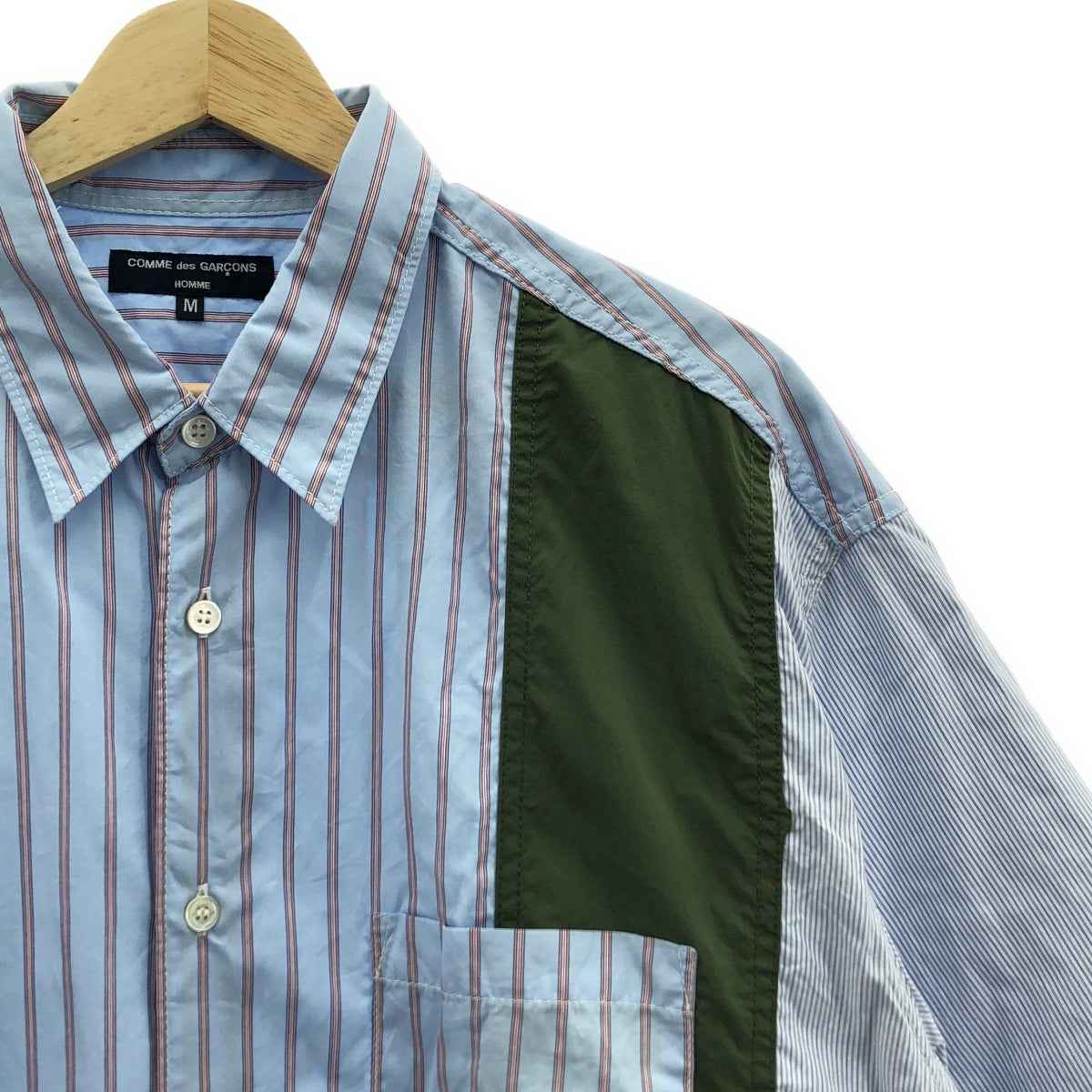 COMME des GARCONS HOMME / コムデギャルソンオム | 2023SS | 綿ストライプ×多素材MIX S/S シャツ | M | メンズ