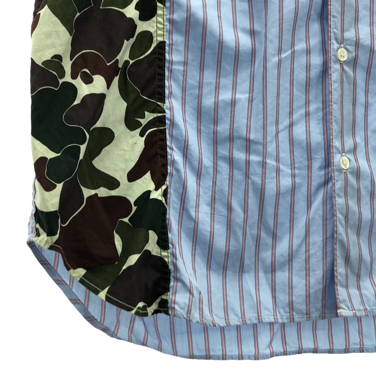 COMME des GARCONS HOMME / コムデギャルソンオム | 2023SS | 綿ストライプ×多素材MIX S/S シャツ | M | メンズ