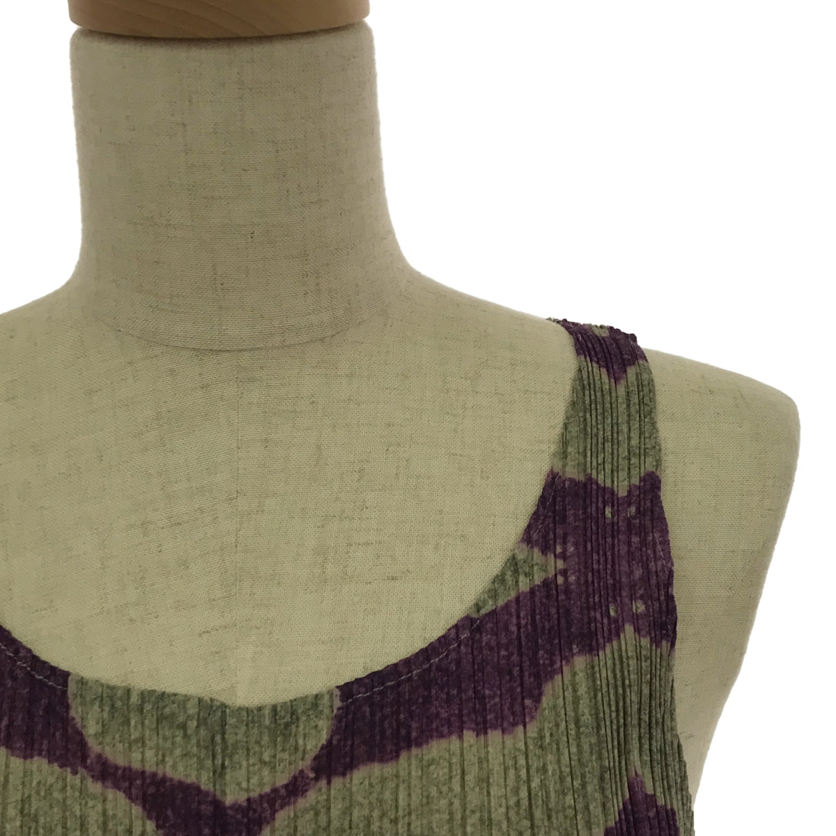 【美品】 PLEATS PLEASE ISSEY MIYAKE / プリーツプリーズイッセイミヤケ | Ikat Tribal Pleats Dress プリーツ ワンピース | 1 | パープル/カーキ | レディース