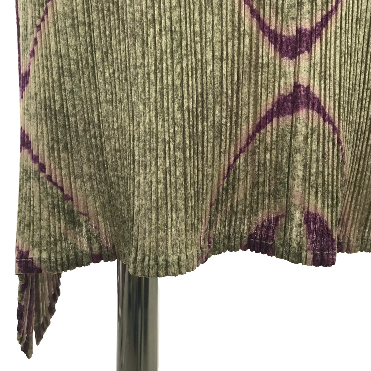 【美品】 PLEATS PLEASE ISSEY MIYAKE / プリーツプリーズイッセイミヤケ | Ikat Tribal Pleats Dress プリーツ ワンピース | 1 | パープル/カーキ | レディース