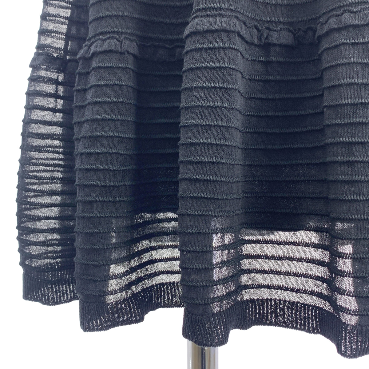 RED VALENTINO / 레드 발렌티노 | 코튼 혼합 테두리 니트 원피스 | XS | 블랙 | 여성