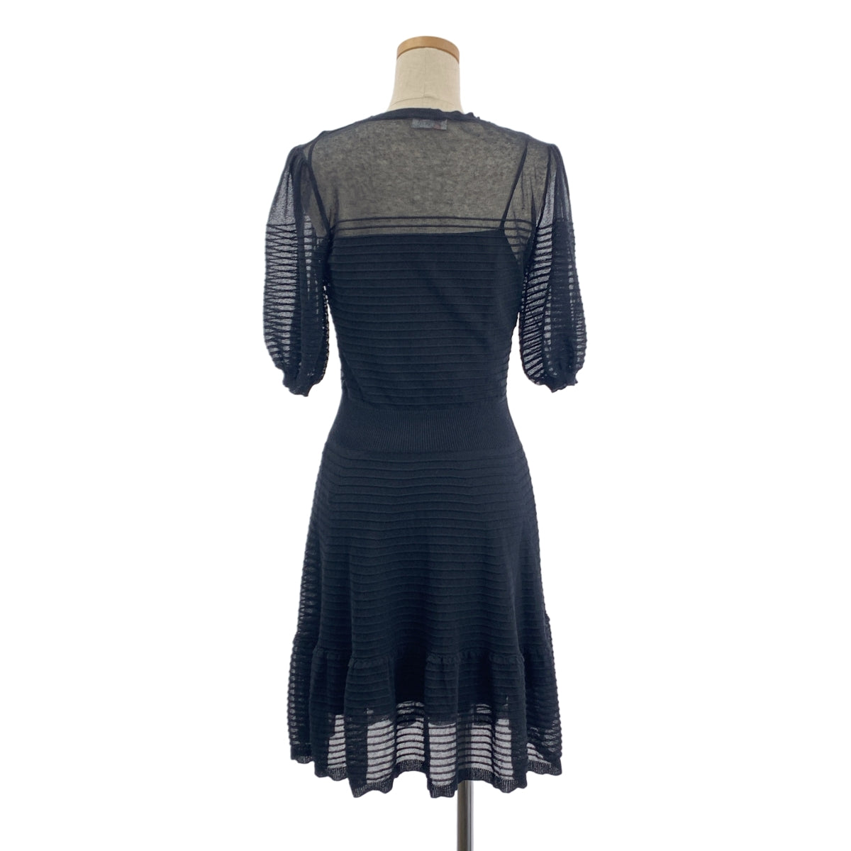 RED VALENTINO / 레드 발렌티노 | 코튼 혼합 테두리 니트 원피스 | XS | 블랙 | 여성