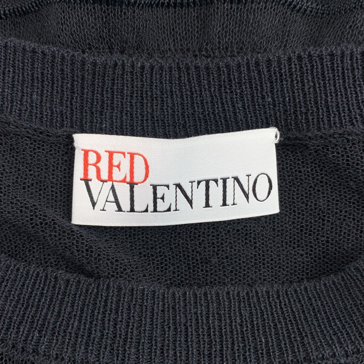 RED VALENTINO / 레드 발렌티노 | 코튼 혼합 테두리 니트 원피스 | XS | 블랙 | 여성