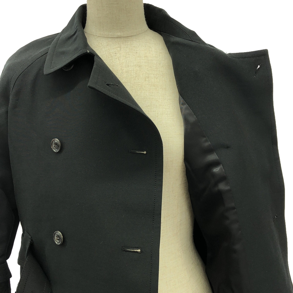 The SECRETCLOSET / ザシークレットクロゼット | 七分袖 シルクコットン トレンチ コート | 1 | ブラック | レディース