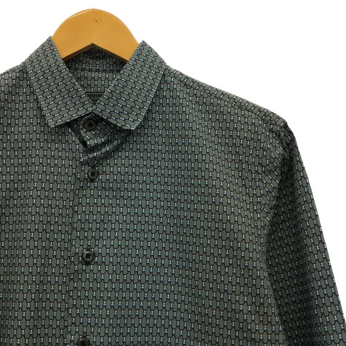PRADA / プラダ | ワイドカラー 総柄 コットン シャツ | 38 | メンズ