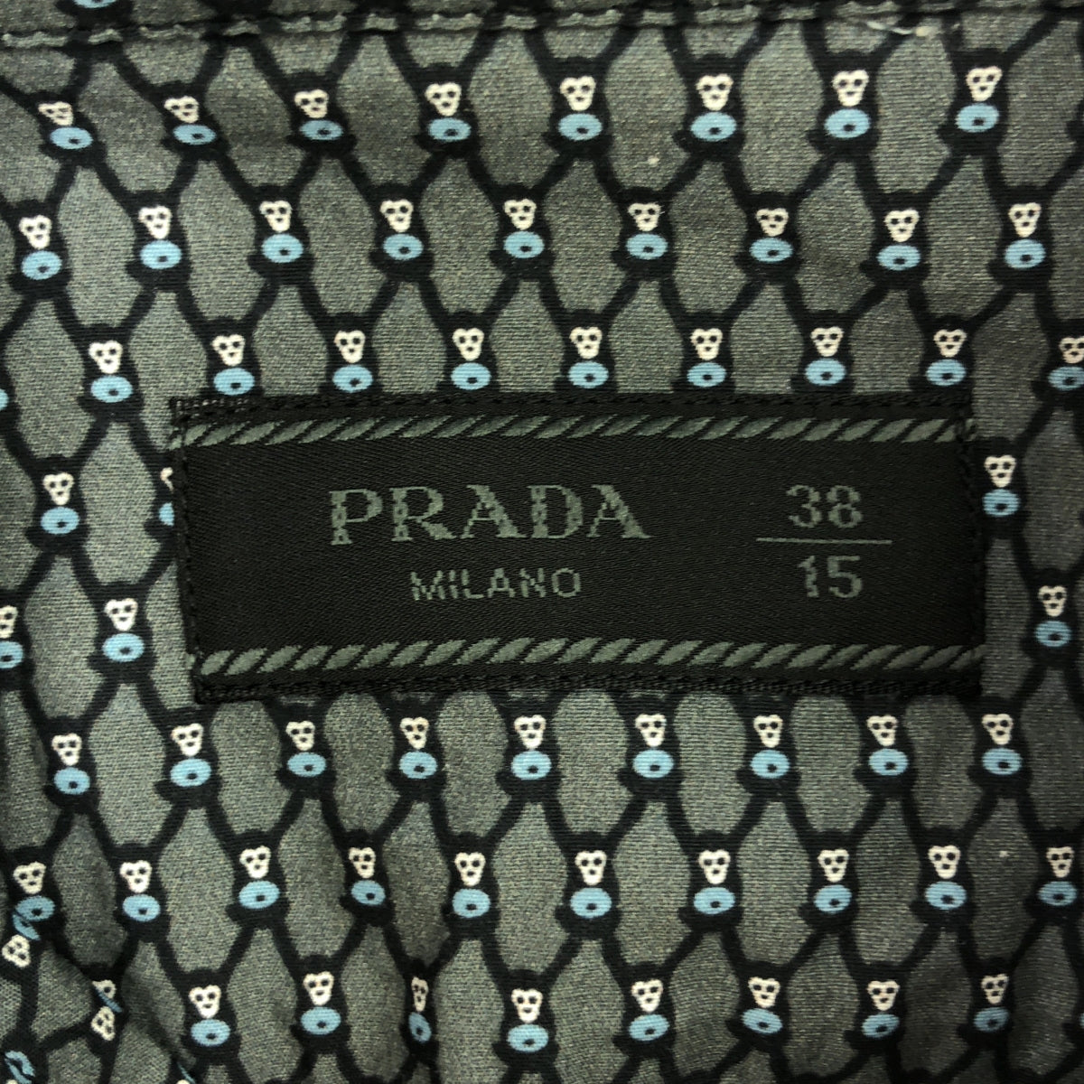 PRADA / プラダ | ワイドカラー 総柄 コットン シャツ | 38 | メンズ