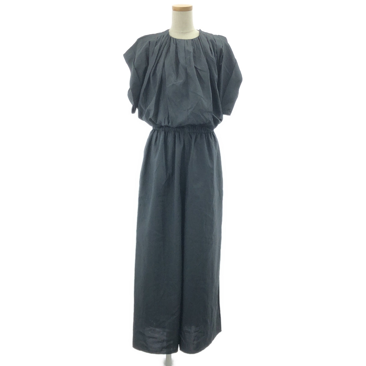 【新品】 LOHEN / ローヘン | 2025SS | GATHER&TACK STRING ALL IN ONE ギャザー&タック ストリング オールインワン | 38 | ブラック | レディース