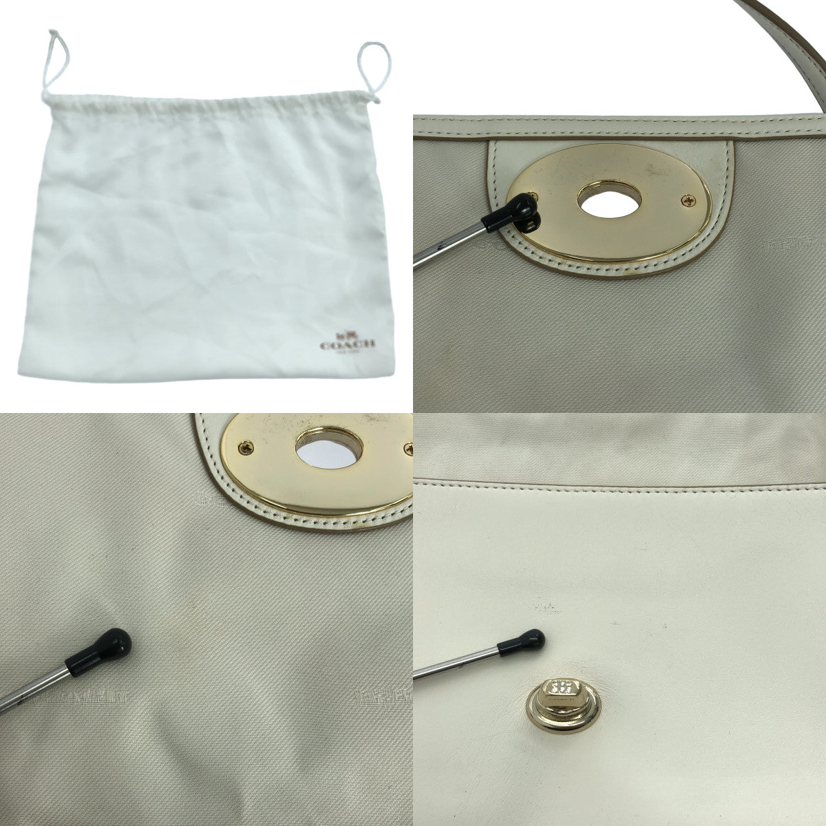 COACH | Leather Stone Chain Shoulder Bag | Ivory | Women's