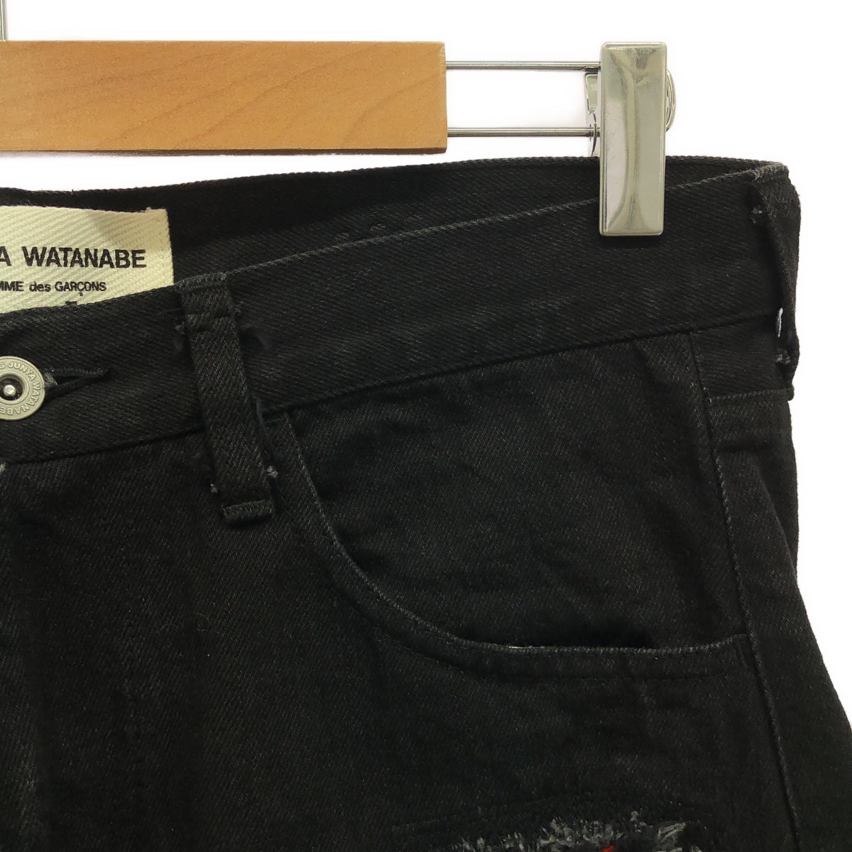 JUNYA WATANABE COMME des GARCONS / ジュンヤワタナベ | 2014AW | チェック柄 スパンコール パッチワーク デニムパンツ | M | ブラック | レディース