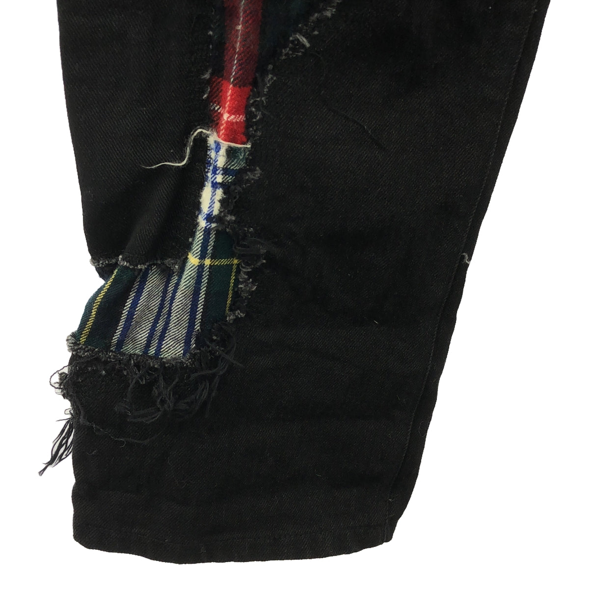 JUNYA WATANABE COMME des GARCONS / ジュンヤワタナベ | 2014AW | チェック柄 スパンコール パッチワーク デニムパンツ | M | ブラック | レディース