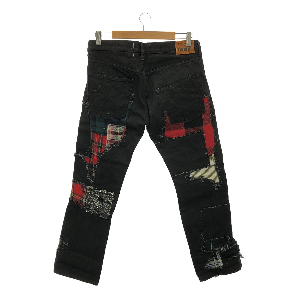 JUNYA WATANABE COMME des GARCONS / ジュンヤワタナベ | 2014AW | チェック柄 スパンコール パッチワーク デニムパンツ | M | ブラック | レディース