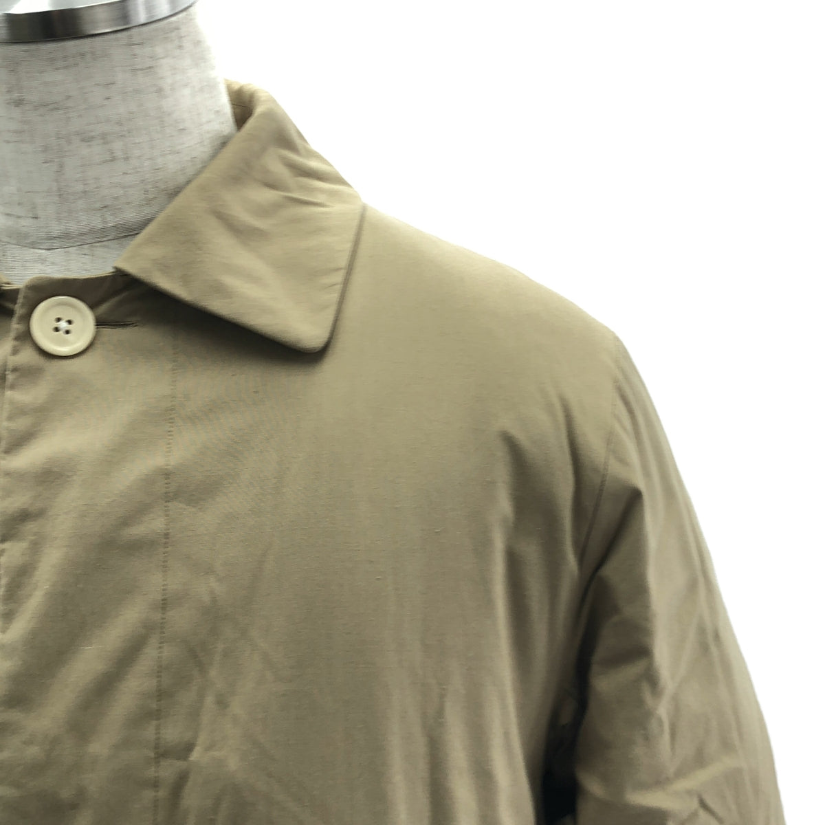 YAECA | Cotton Balmac Coat with Padded Liner | M | Beige | Men's