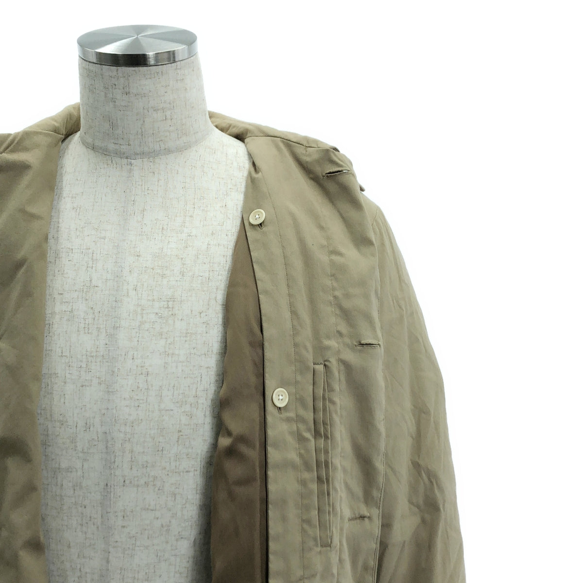 YAECA | Cotton Balmac Coat with Padded Liner | M | Beige | Men's