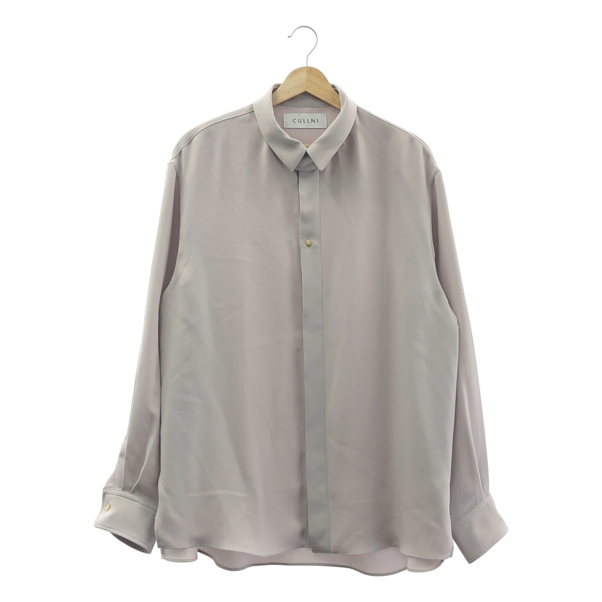 CULLNI / 크루니 | 2024SS | Double Satin Chin Tab Shirt 더블 새틴 친탭 셔츠 | 2 | 라이트 그레이 | 남성
