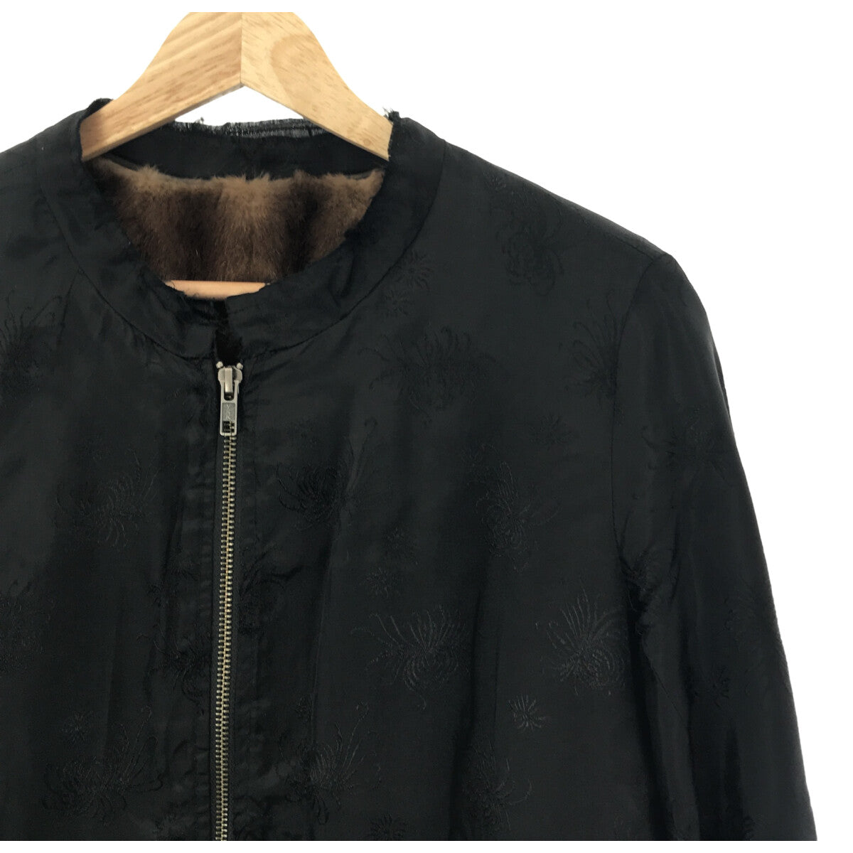 作者:Walid |真絲真皮草刺繡外套 |黑色 |男士