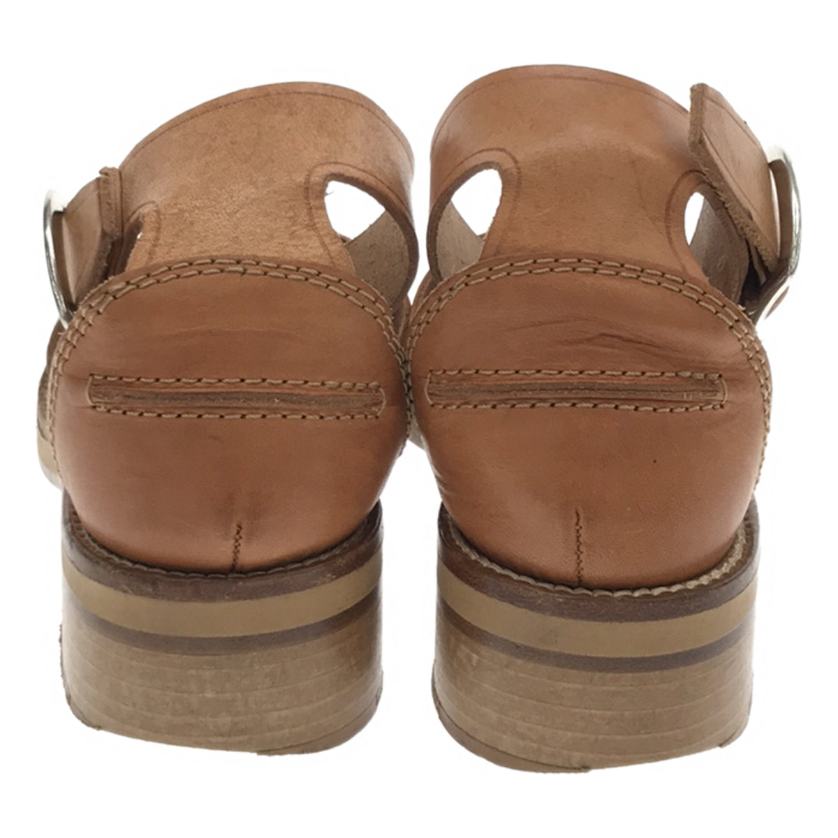 青春痘 |皮革流蘇帶涼鞋 |尺寸 35 |米色 |女性的