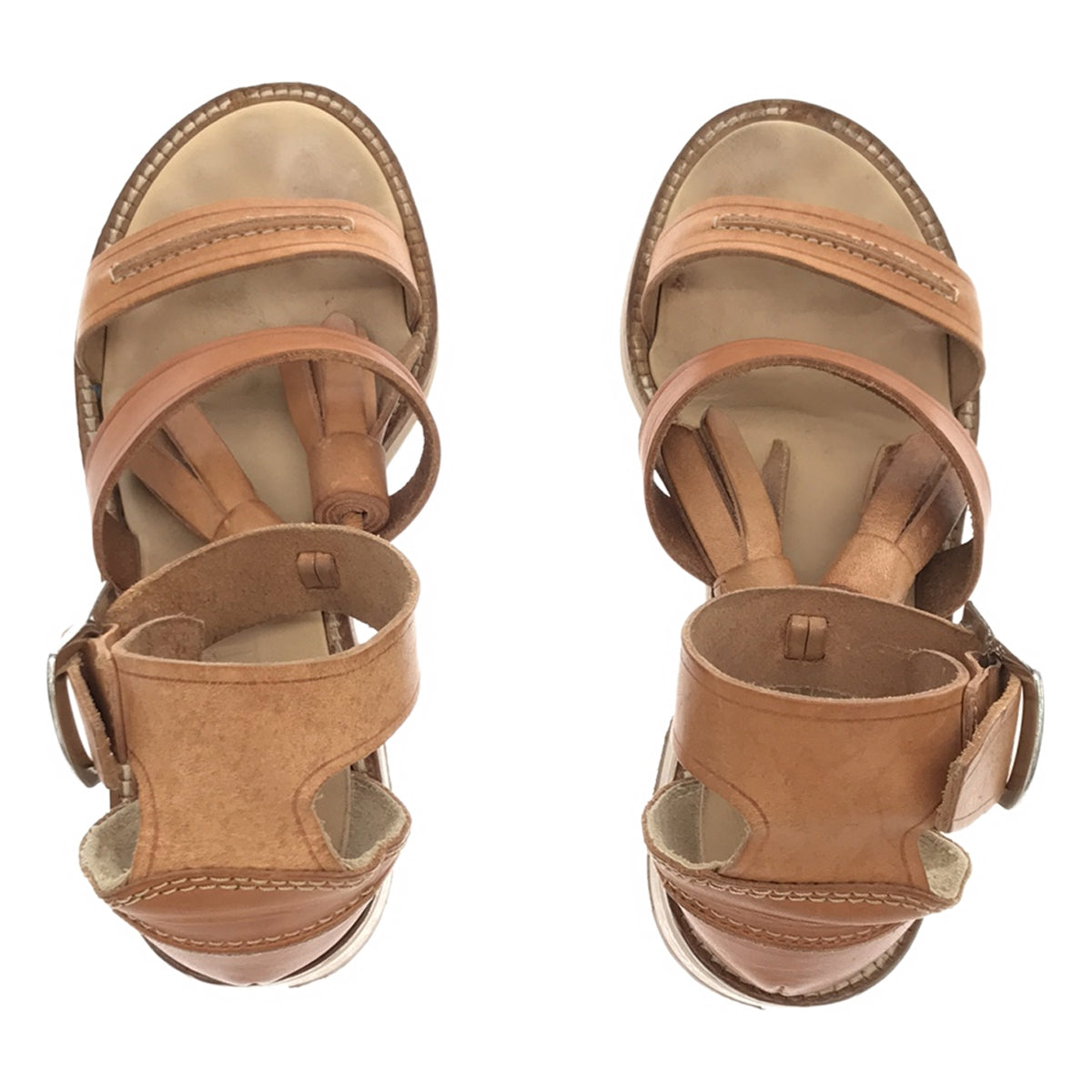 Acne | Leather Tassel Strap Sandals | Size 35 | Beige | Women's