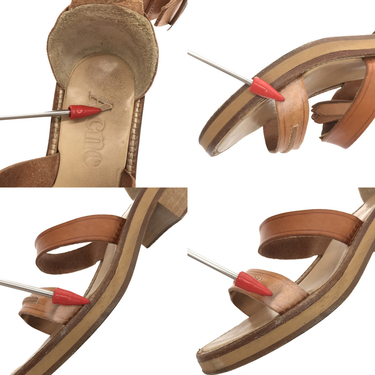 Acne | Leather Tassel Strap Sandals | Size 35 | Beige | Women's