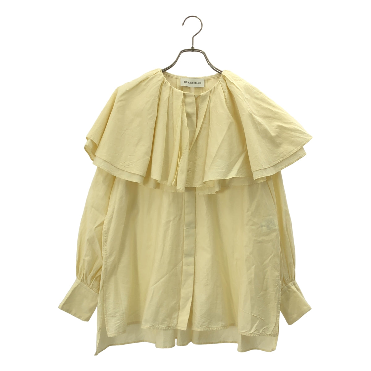 デパリエ コットン×シルク フリルオーバーカラーブラウス 38 DEPAREILLE / デパリエ | コットン シルク シフォン ブラウス | 38