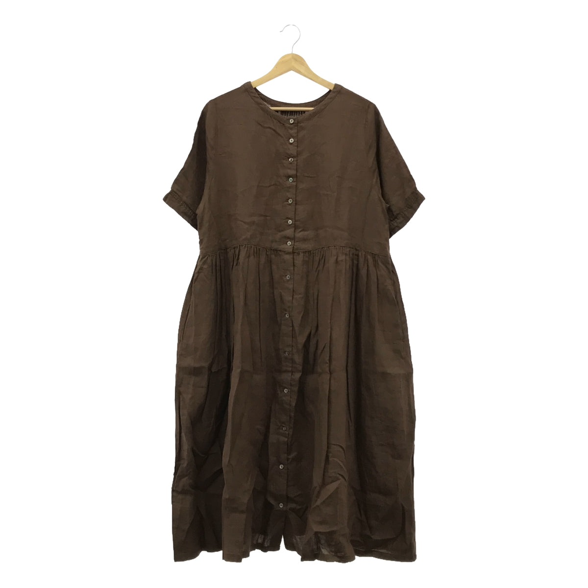 nest robe / ネストローブ | リネン ウェーブタックドレス ワンピース | F | ブラウン | レディース