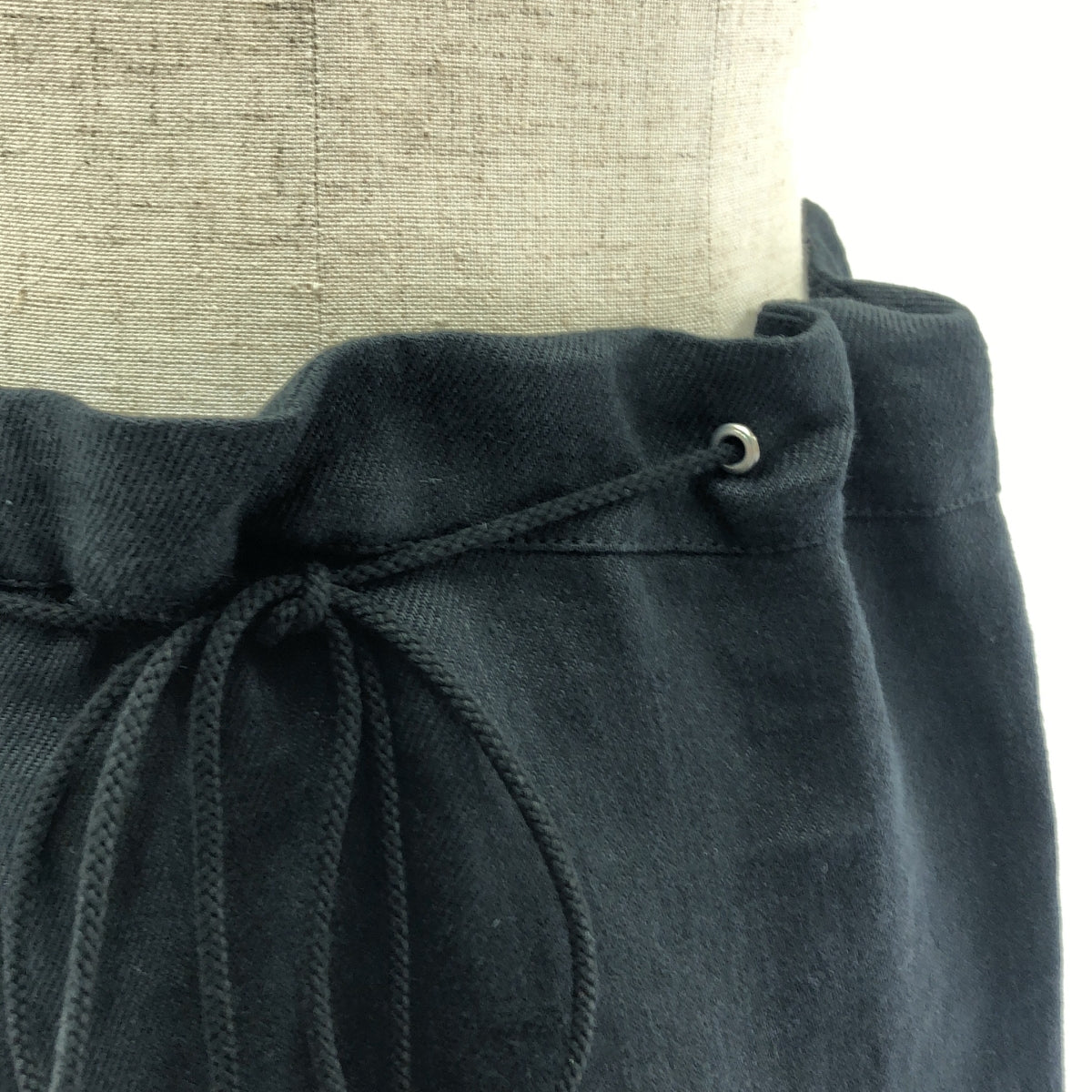 Yohji Yamamoto FEMME / ヨウジヤマモトファム | バックギャザーレース ドッキング ドローストリング ワイドパンツ | 2 | ブラック | レディース