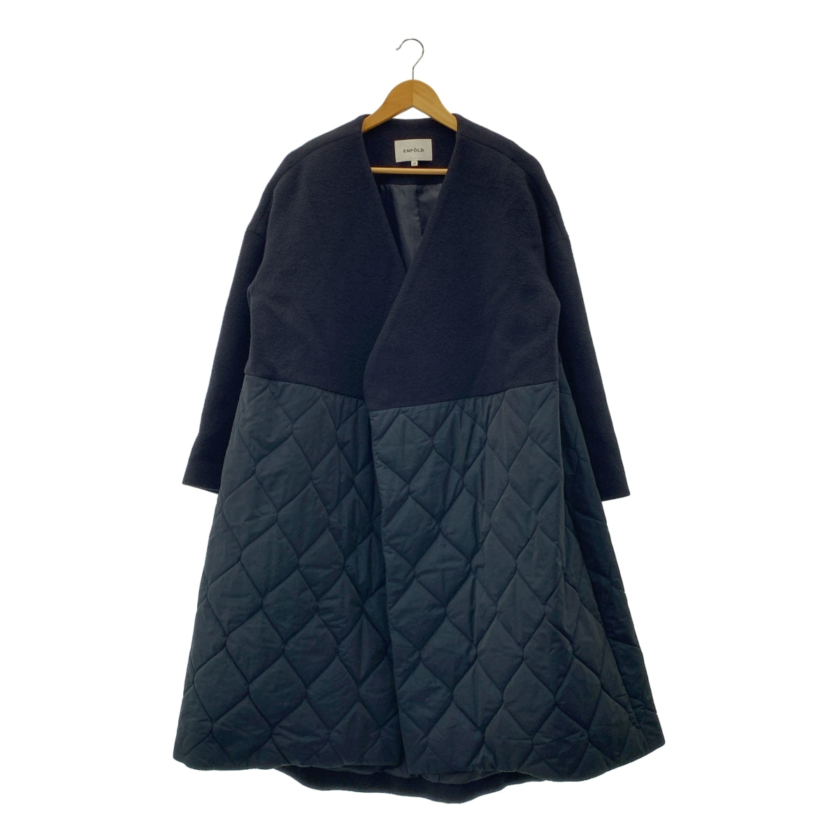 ENFOLD エンフォルド 圧縮ビーバーキルティングAラインコート ノーカラー エンフォルド 圧縮ビーバーキルティングAラインコート ノー
