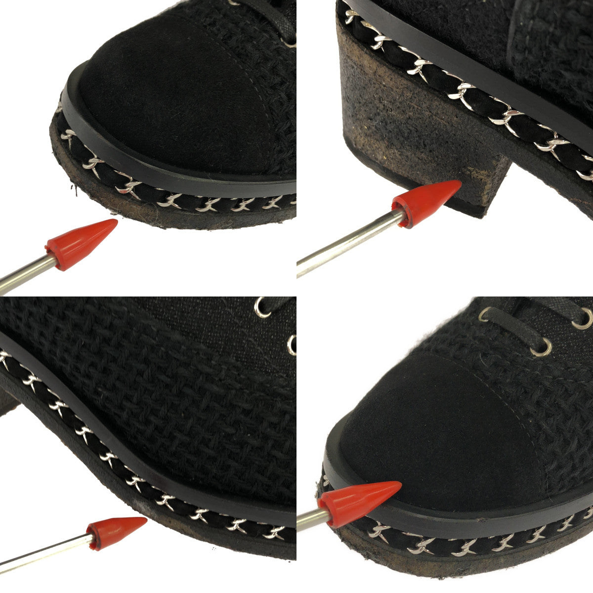 CHANEL | Tweed wool chain sole boots | 39C | Black | Women's