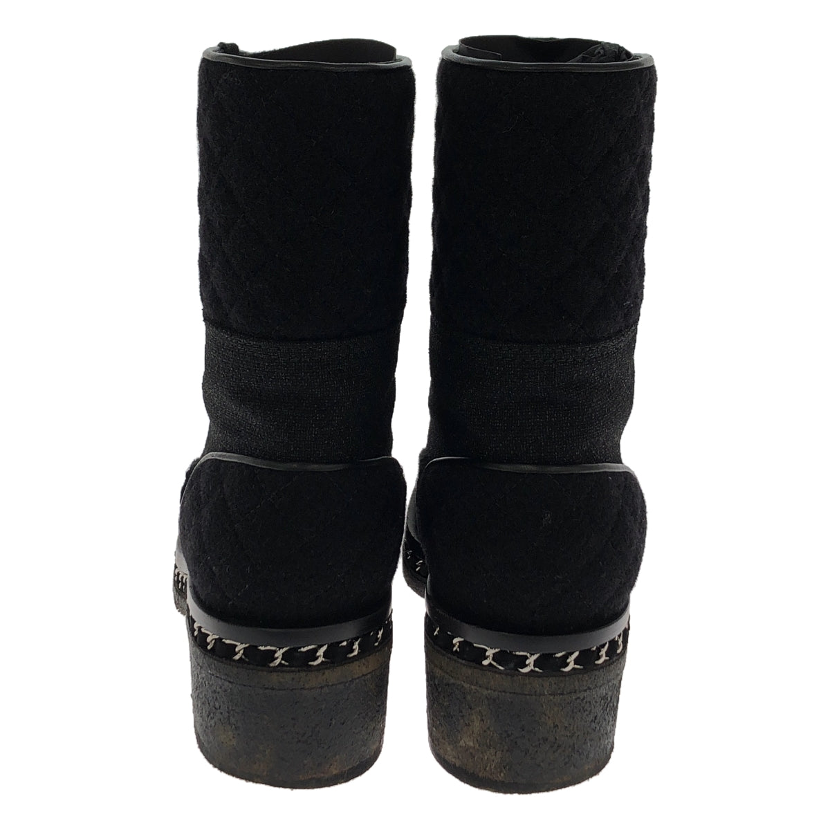 CHANEL | Tweed wool chain sole boots | 39C | Black | Women's