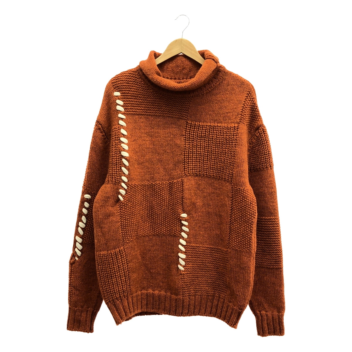 【美品】 SHOOP / シュープ | 2021AW | mori sweater / ステッチワーク ニット プルオーバー | M | オレンジ | メンズ