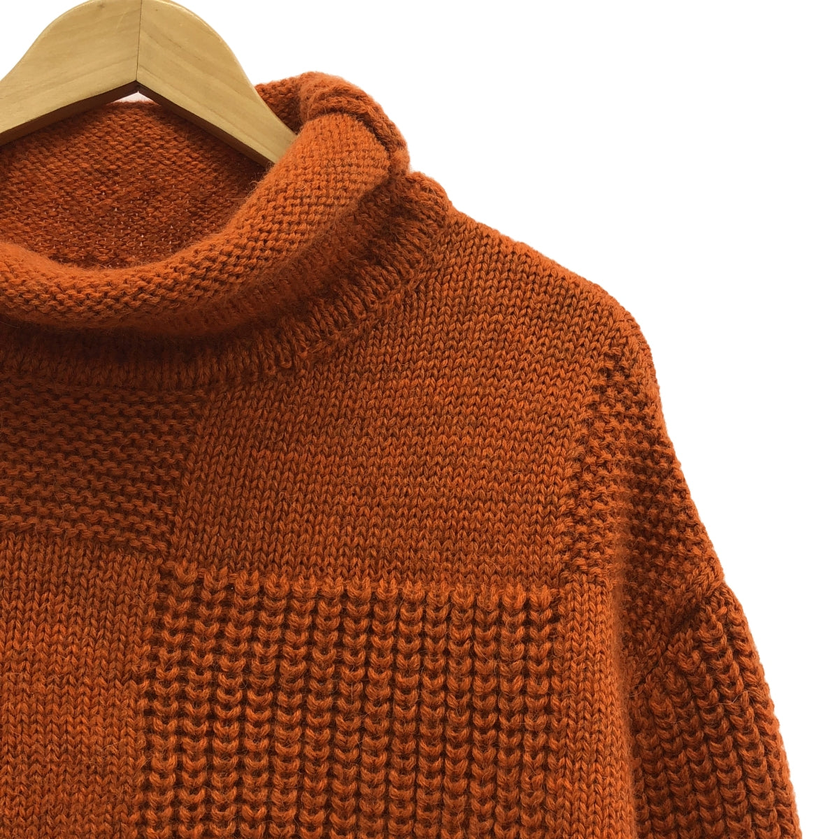 【미품】 SHOOP / 슈프 | 2021AW | mori sweater / 스티치 워크 니트 풀오버 | M | 오렌지 | 남성