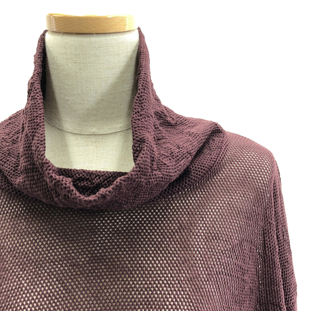 【美品】  JOHN LAWRENCE SULLIVAN / ジョンローレンスサリバン | 2024SS | Wrinkled mesh turtle neck top メッシュ タートルネック カットソー | S | ボルドー | メンズ