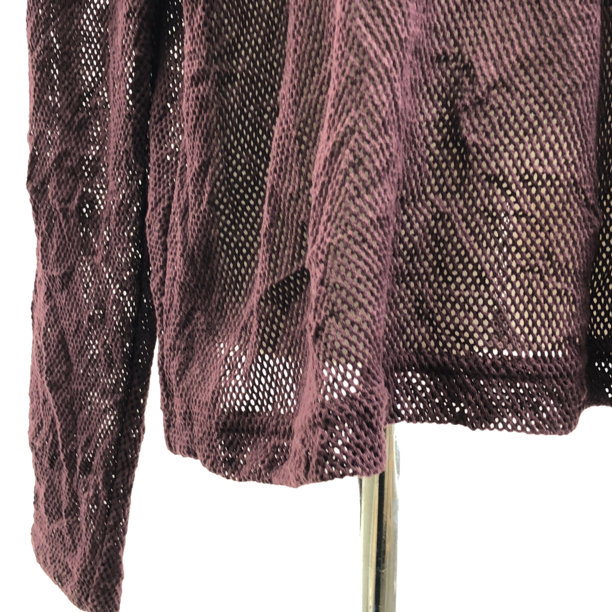 【美品】  JOHN LAWRENCE SULLIVAN / ジョンローレンスサリバン | 2024SS | Wrinkled mesh turtle neck top メッシュ タートルネック カットソー | S | ボルドー | メンズ
