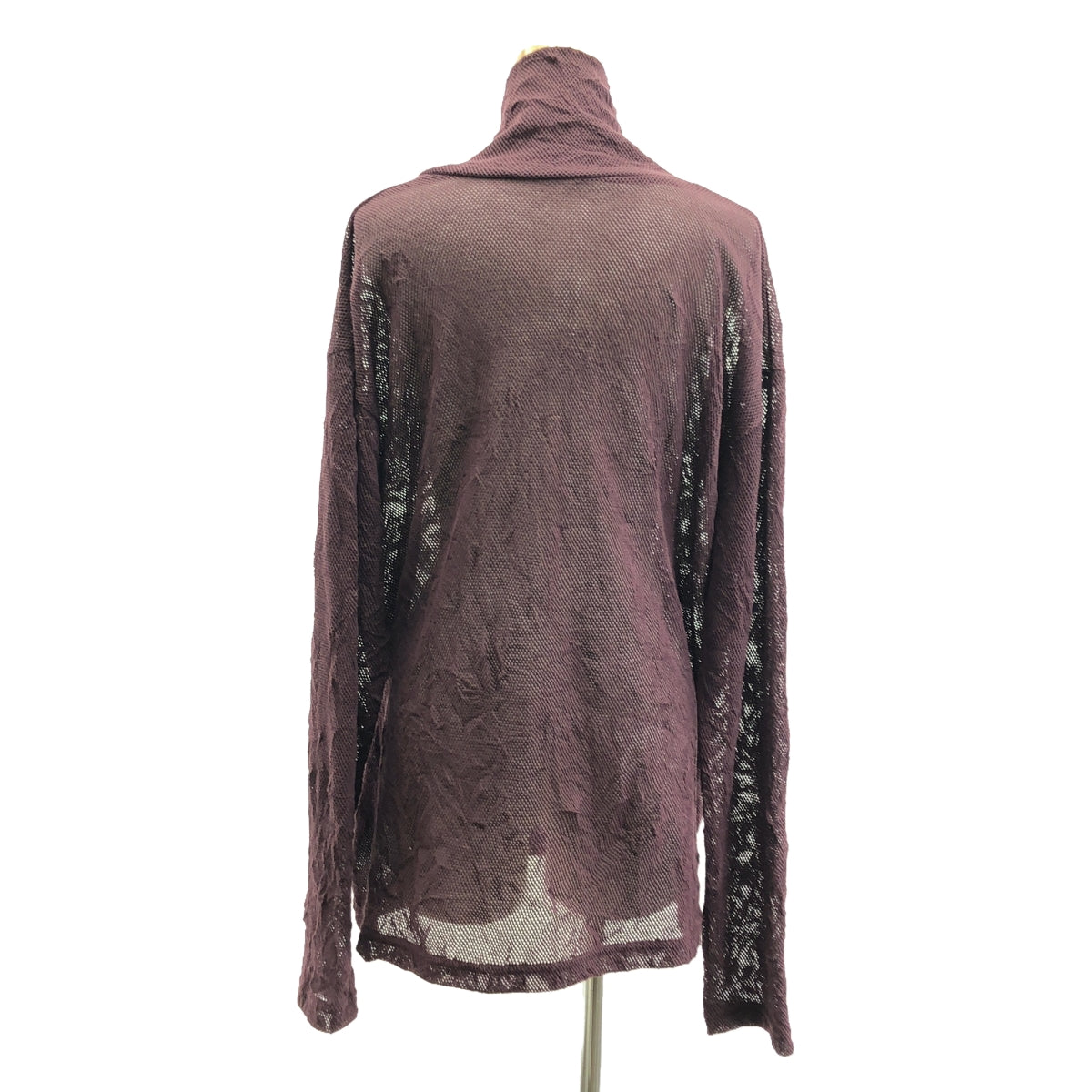 【美品】  JOHN LAWRENCE SULLIVAN / ジョンローレンスサリバン | 2024SS | Wrinkled mesh turtle neck top メッシュ タートルネック カットソー | S | ボルドー | メンズ