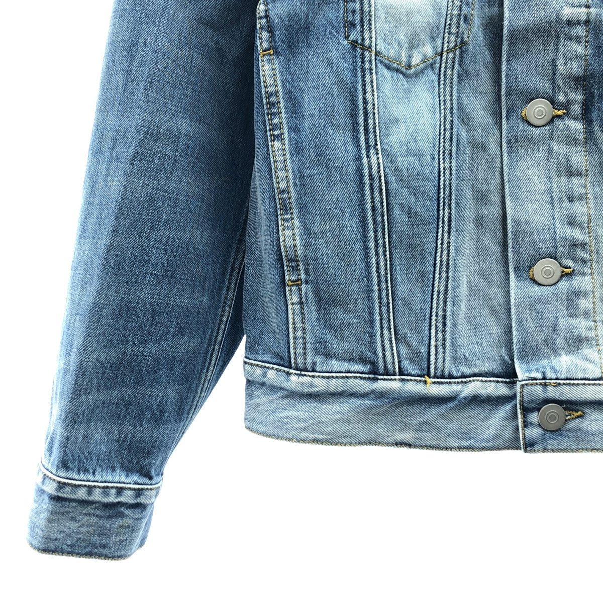 Maison Margiela / メゾンマルジェラ | 2021SS | denim jacket / ブリーチ カットオフ ノーカラー デニムジャケット | 36 | レディース