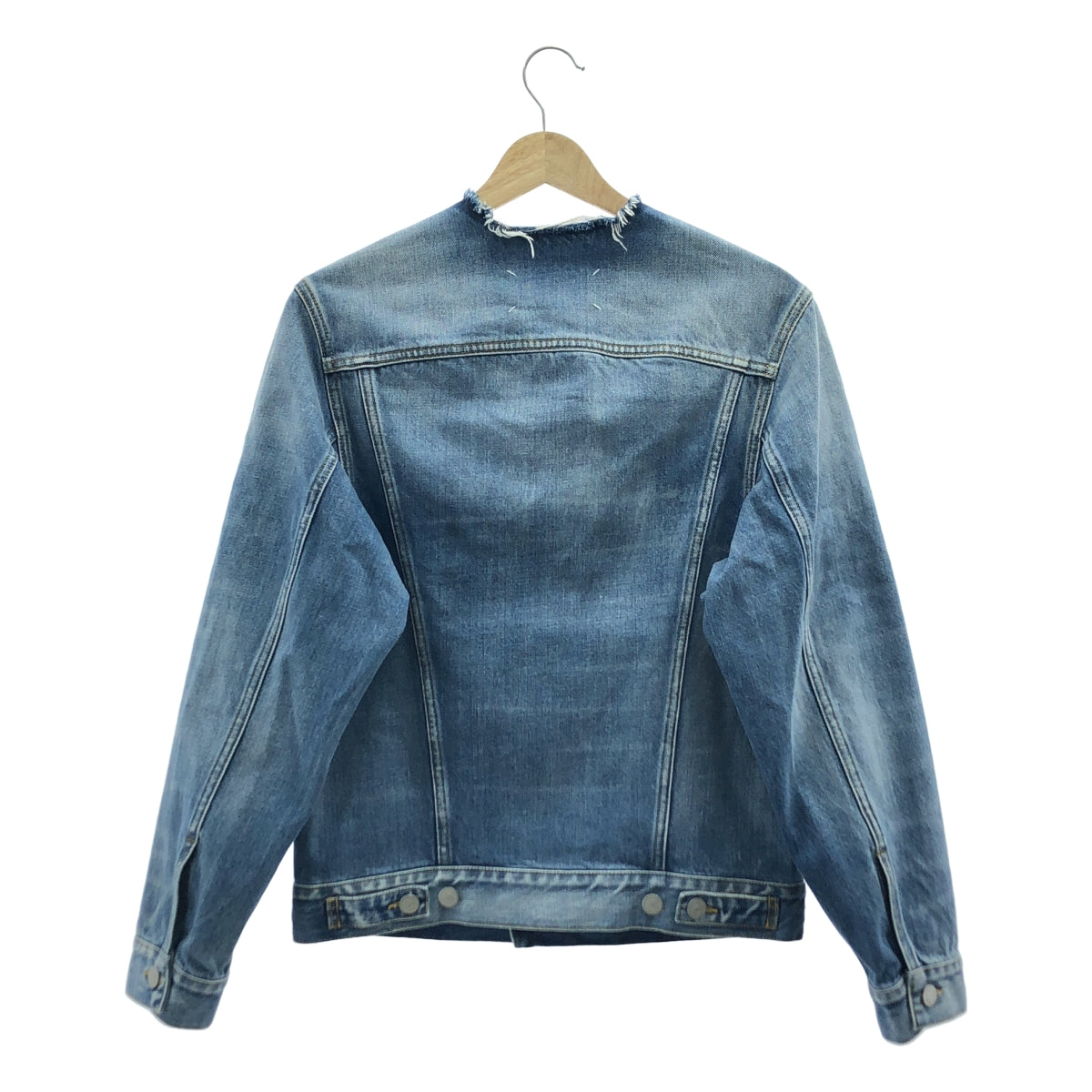 Maison Margiela / メゾンマルジェラ | 2021SS | denim jacket / ブリーチ カットオフ ノーカラー デニムジャケット | 36 | レディース