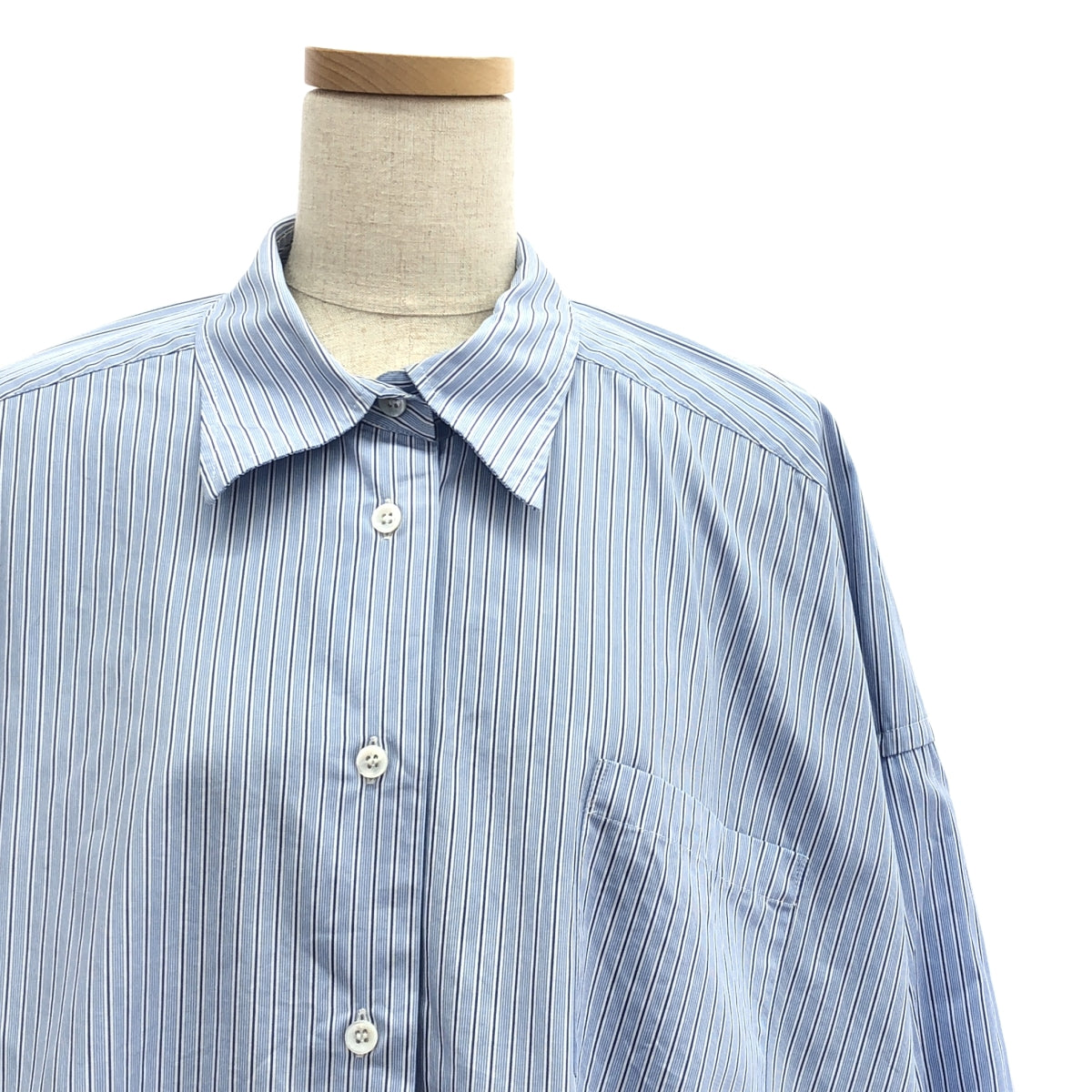 Maison Margiela / 메종 마르젤라 | 2024SS | 스트라이프 오버 셔츠 원피스 | XS | 네이비 / 블루 / 화이트 | 여성